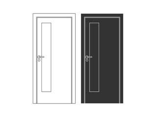 Modern wooden opened and closed door vector in different positions realistic set isolated illustration. Flat Door Vector Collection Pro Vector.  House door icon. Simple illustration of house door vect