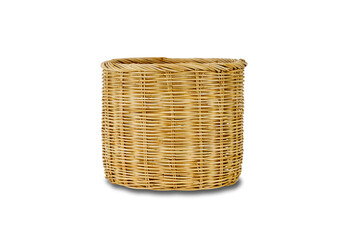 vintage weave wicker basket isolated on white background with clipping path.