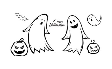 Happy Halloween Card Design Elements On Background, vector illustration