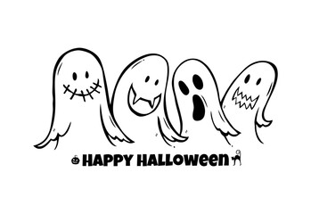 Happy Halloween Card Design Elements On Background, vector illustration