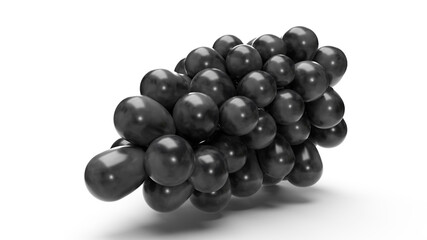 3d render a dark bunch of grapes lies on a white background, licorice fruit, delicious, healthy food