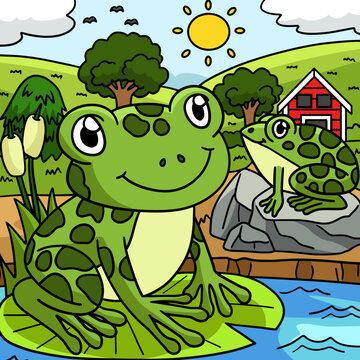 Frog Animal Colored Cartoon Illustration