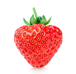 Strawberry berry isolated on white background. One ripe strawberry. Clipping path