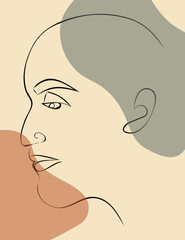 Art line signe. Fase of drawing abstract ancient culture. Modern continuous vecor illustration. Beatiful minimalist illustrtation for design concept on white background.