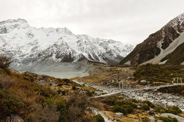 Fototapeta na wymiar Hooker Valley Track at Aoraki or Mount Cook National Park in the Canterbury Region of South Island, New Zealand