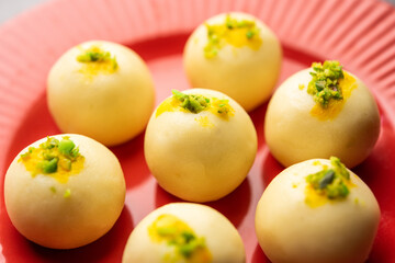 Sandesh or shondesh is a dessert, originating from the Bengal, India, created with milk and sugar