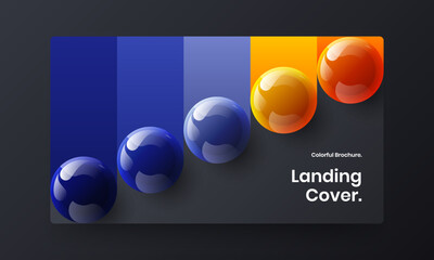 Premium realistic balls front page layout. Clean company brochure vector design illustration.