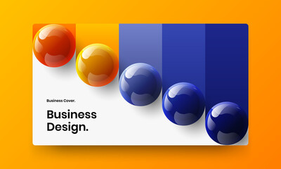 Trendy corporate identity vector design concept. Minimalistic 3D balls postcard layout.