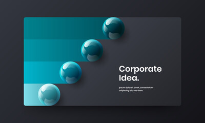 Simple 3D spheres pamphlet illustration. Trendy postcard design vector concept.