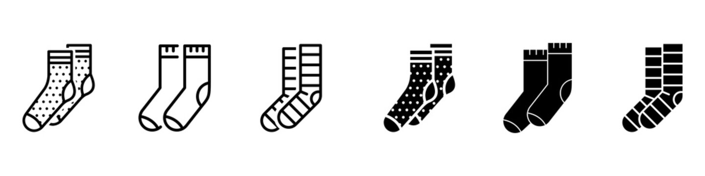 Kids socks vector icon set isolated on white background.