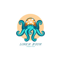 Octopus Mushroom Character Logo