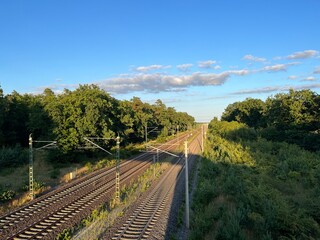 empty railways in the summer landscape