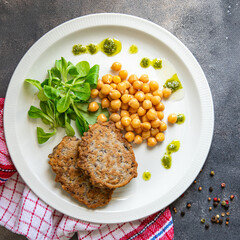 vegetable cutlet chickpeas lentils, veggie healthy meal food snack diet on the table copy space food background vegan or vegetarian food
