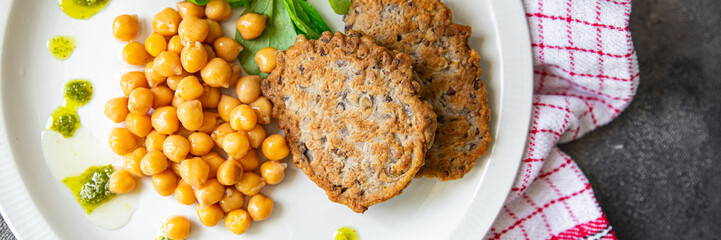 vegetable cutlet chickpeas lentils, veggie healthy meal food snack diet on the table copy space food background vegan or vegetarian food