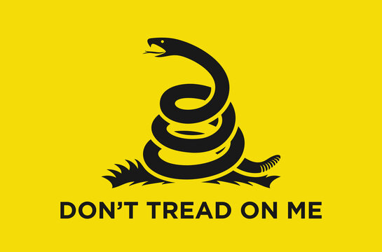 Yellow Flag of US, with Snake Illustration and word : Don't Tread on Me. vector Illustration.