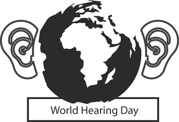 World hearing day black symbol vector