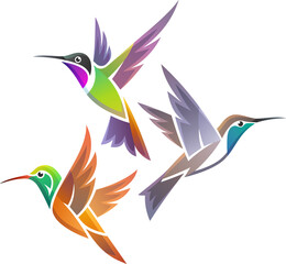 Stylized Birds - Hummingbirds in flight