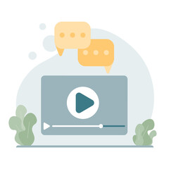 Discussion concept. Illustration with a dialog bubble. Successful negotiation or misunderstanding. Perfect vector graphics