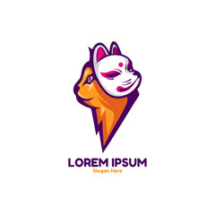 Kitsune Cat Character Logo