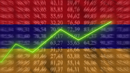 Obraz premium Armenia financial growth, Economic growth, Up arrow in the chart against the background flag