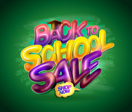 Back to school sale web banner or flyer vector design template