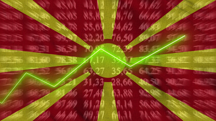 Macedonia financial growth, Economic growth, Up arrow in the chart against the background flag