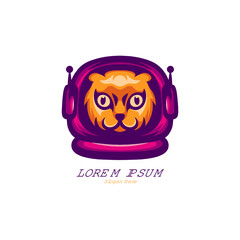 Astronaut Cat Character Logo