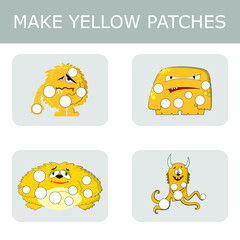 Make a patch out of paper or plasticine, a game for children, the development of fine motor skills. Worksheet for printing. Educational game for children.