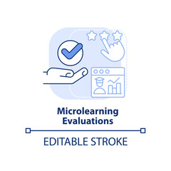 Microlearning evaluations light blue concept icon. Micro learning module abstract idea thin line illustration. Assessment. Isolated outline drawing. Editable stroke. Arial, Myriad Pro-Bold fonts used
