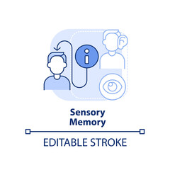 Sensory memory light blue concept icon. Microlearning step abstract idea thin line illustration. Listening, viewing skills. Isolated outline drawing. Editable stroke. Arial, Myriad Pro-Bold fonts used - obrazy, fototapety, plakaty