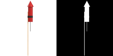 3D rendering illustration of a stylized firework rocket