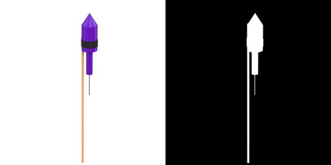 3D rendering illustration of a stylized firework rocket