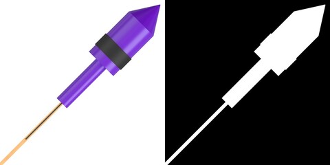 3D rendering illustration of a stylized firework rocket