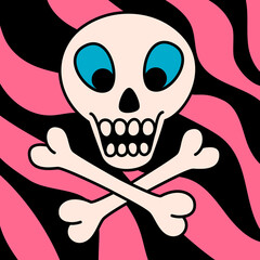 Cartoon vector funny cute Comic characters, scull