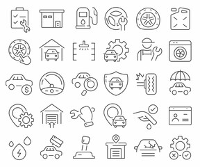 Auto service line icons collection. Thin outline icons pack. Vector illustration eps10