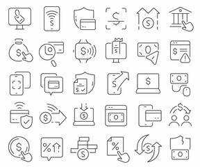 Online banking line icons collection. Thin outline icons pack. Vector illustration eps10