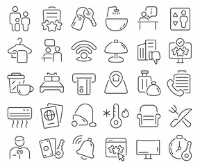 Hotel line icons collection. Thin outline icons pack. Vector illustration eps10