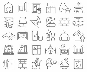 Home interior line icons collection. Thin outline icons pack. Vector illustration eps10