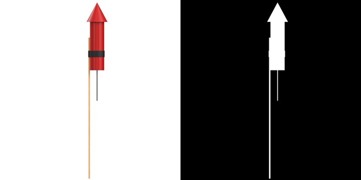 3D rendering illustration of a stylized firework rocket © Francesco Milanese