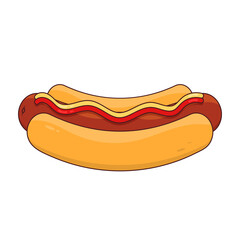 Delicious hotdog in a bun with a stroke on white background