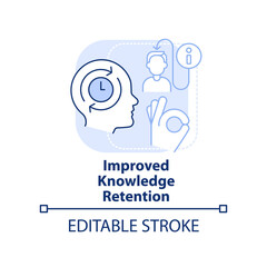 Improved knowledge retention light blue concept icon. Microtraining benefit abstract idea thin line illustration. Isolated outline drawing. Editable stroke. Arial, Myriad Pro-Bold fonts used