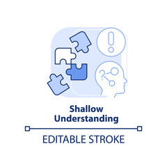 Shallow understanding light blue concept icon. Microlearning disadvantage abstract idea thin line illustration. Isolated outline drawing. Editable stroke. Arial, Myriad Pro-Bold fonts used