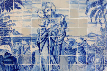 Azulejo in Bonfim church : Jesus the good shepherd