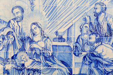 Fototapeta premium Azulejo in Bonfim church : Nativity