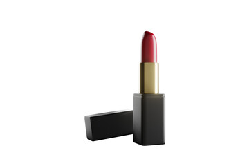 Female elegant lipstick isolated on white background.