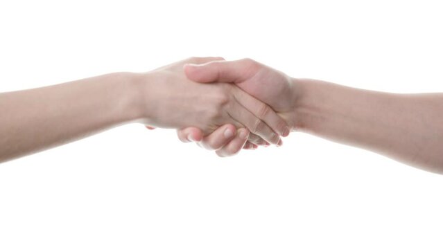 handshake gesture over white background. Hand gesture. 