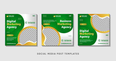 Set of editable square banner templates with photo collage. Suitable for Social Media Post and Online Advertising, Event, and etc. Vector Illustration.	
