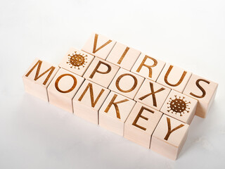 MONKEYPOX VIRUS word on wooden cubes as an endemic concept