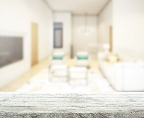 Table Top And Blur Living Room Of  Background