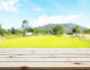 Fototapeta premium Table Top And Blur Nature For Background
